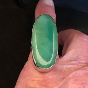 Green Crysoprase Sterling Silver Statement Ring